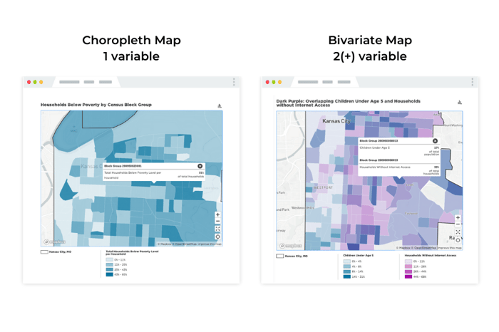 Choropleth and bivariate map examples