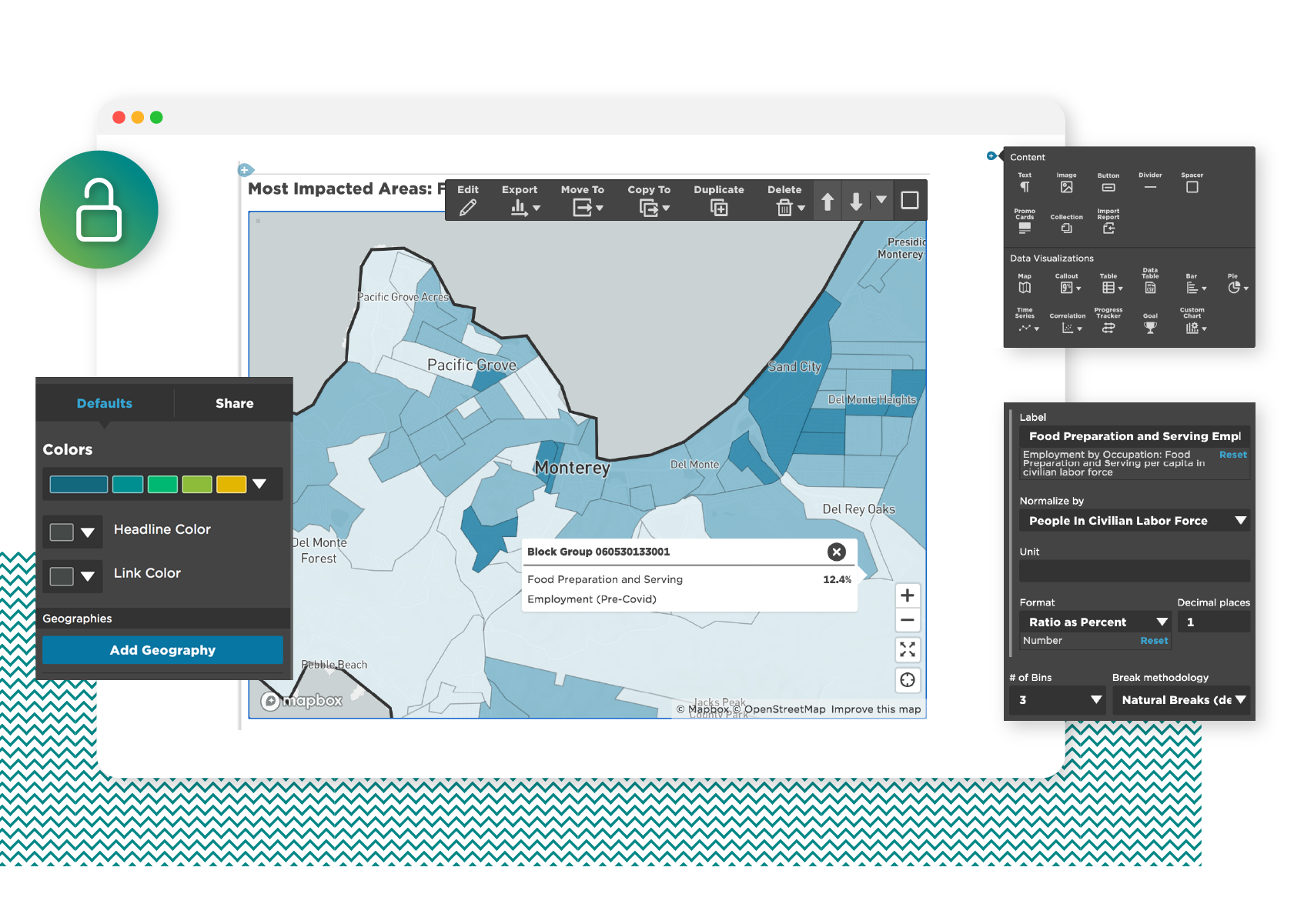 Easily visualize and publish data stories.